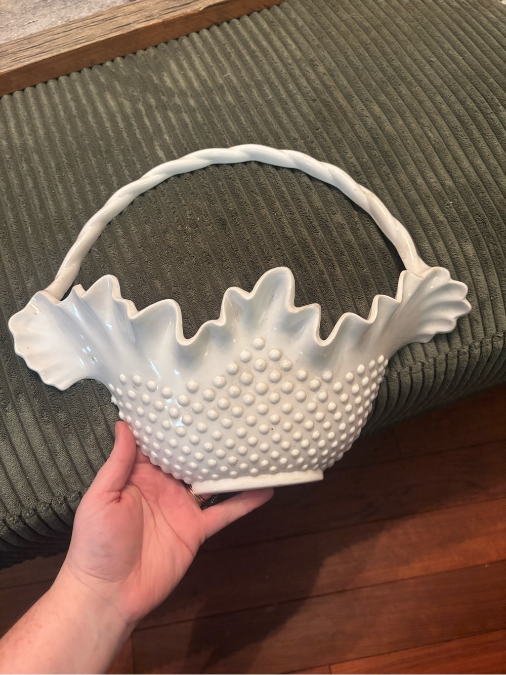 Vintage Burwood plastic hobnail basket wall pocket